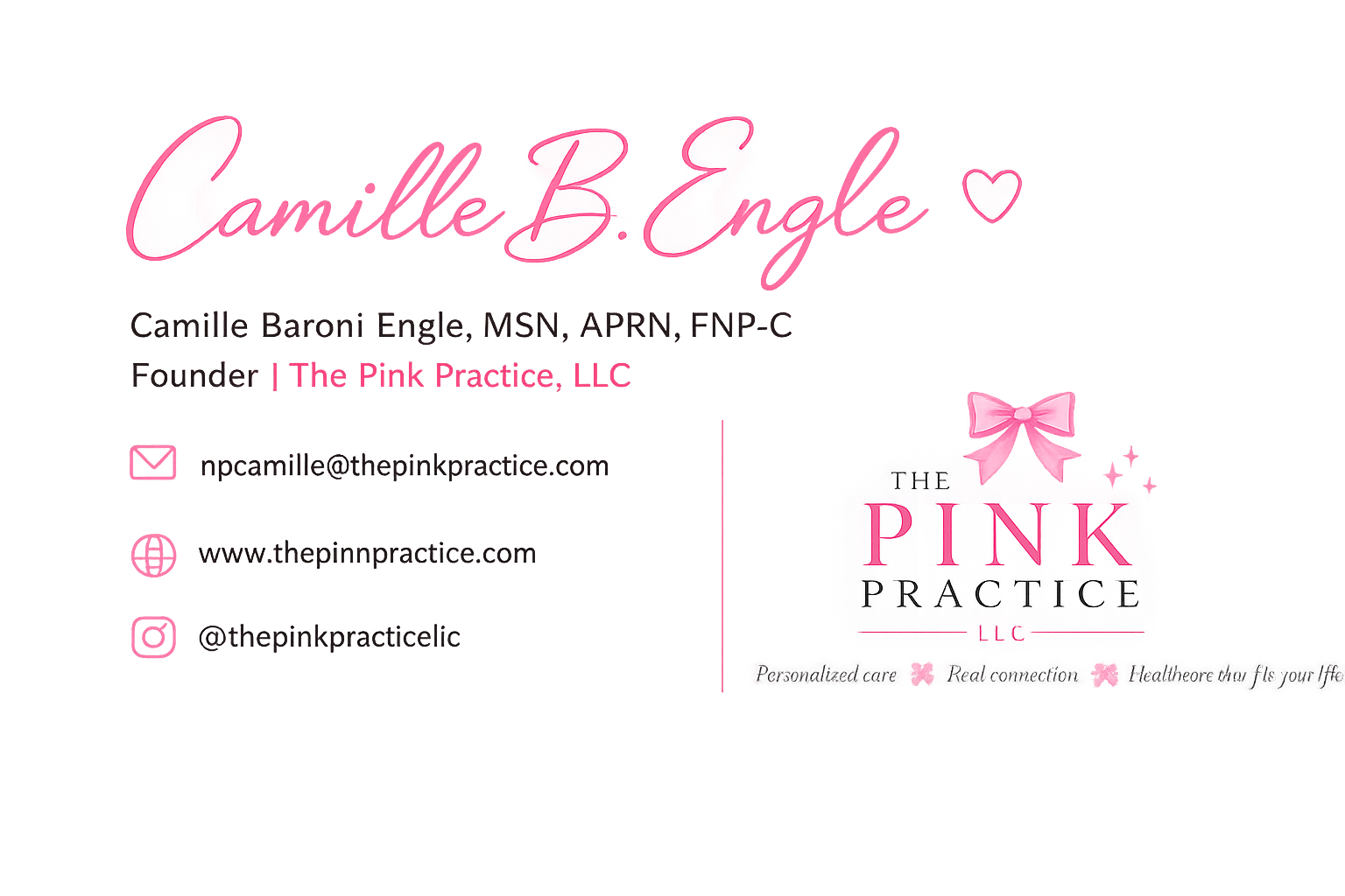 Signature of Camille Baroni Engle, MSN, APRN, FNP-C — Founder, The Pink Practice LLC